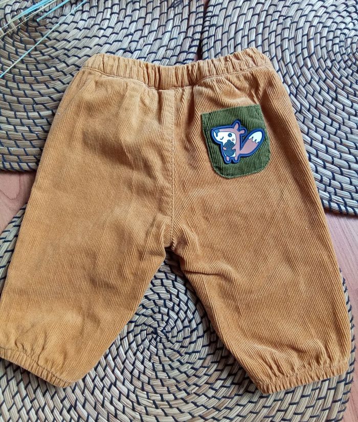 Ensemble pantalon velours moutarde+ tee shirt assorti DPAM taille 3 mois - photo numéro 4