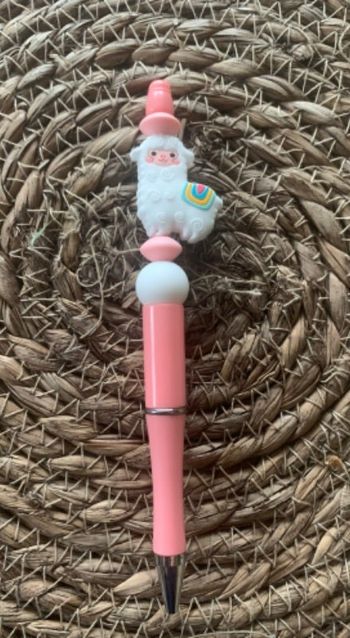 Stylo personnalisé lama avec des perles en silicone