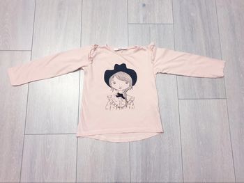 Maillot manche longue rose et noir. Fille 5 ans. Marque Lili Marelle