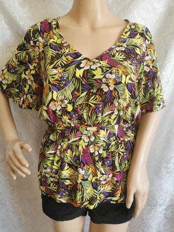 🌴 Top violet-vert anis – Cache Cache – Taille 40