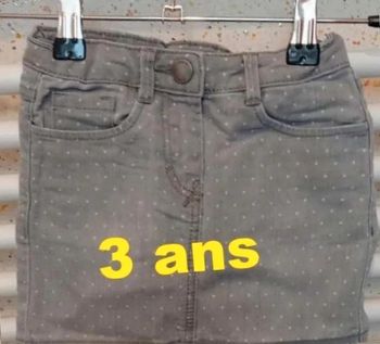 Jupe en jeans grise à pois blanc DPAM Taille 3 ans