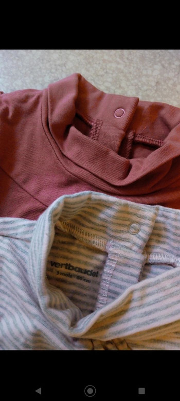 Lot de 2 sous pulls col roulé rose Vertbaudet - photo numéro 2