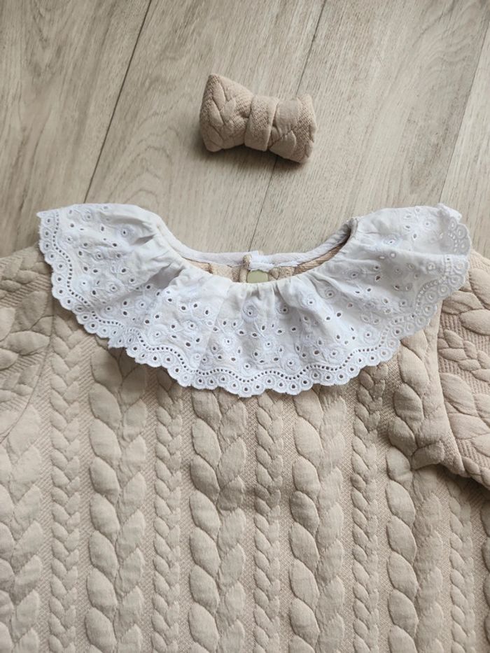 Ensemble Alix beige col broderie 24/36mois - photo numéro 2