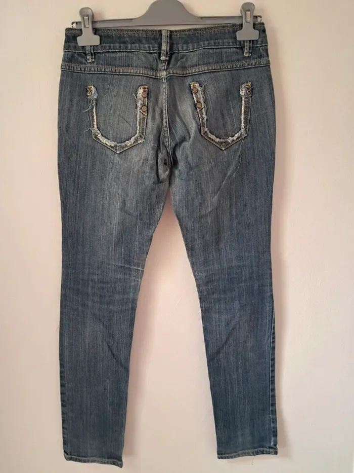 Jean skinny bleu délavé femme, coupe moderne - photo numéro 2