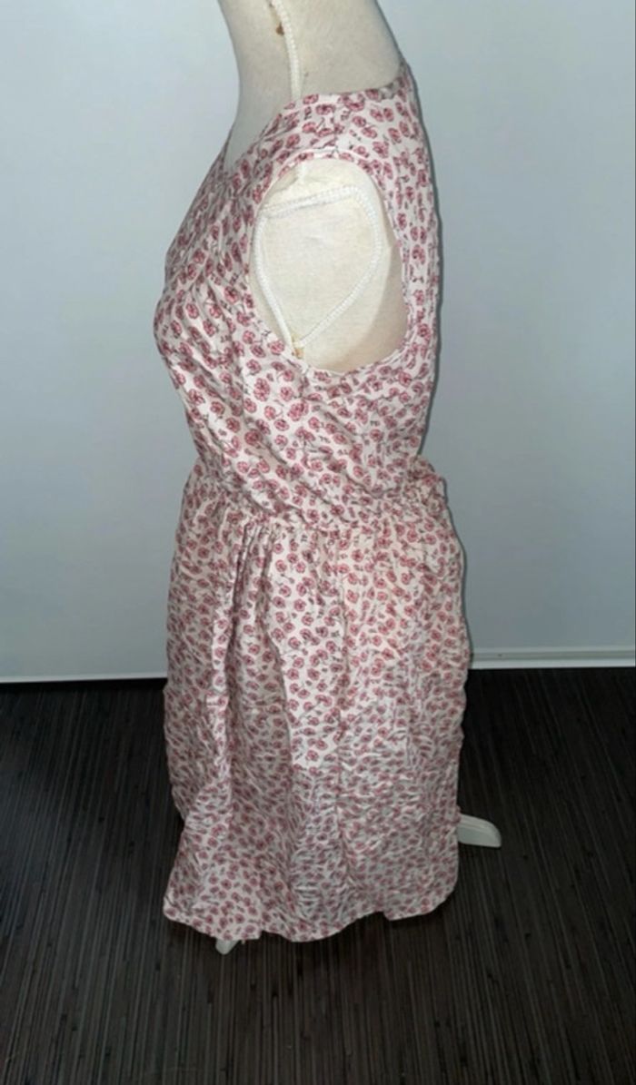 ASSUILI - Robe fleurie en Soie et Coton - Taille 36 - Rose/Beige - Neuve - photo numéro 7
