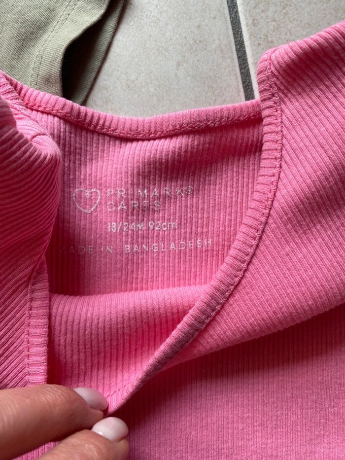 Lot de 3 t-shirt fille Zara 86 / 92 cm rose kaki - photo numéro 5