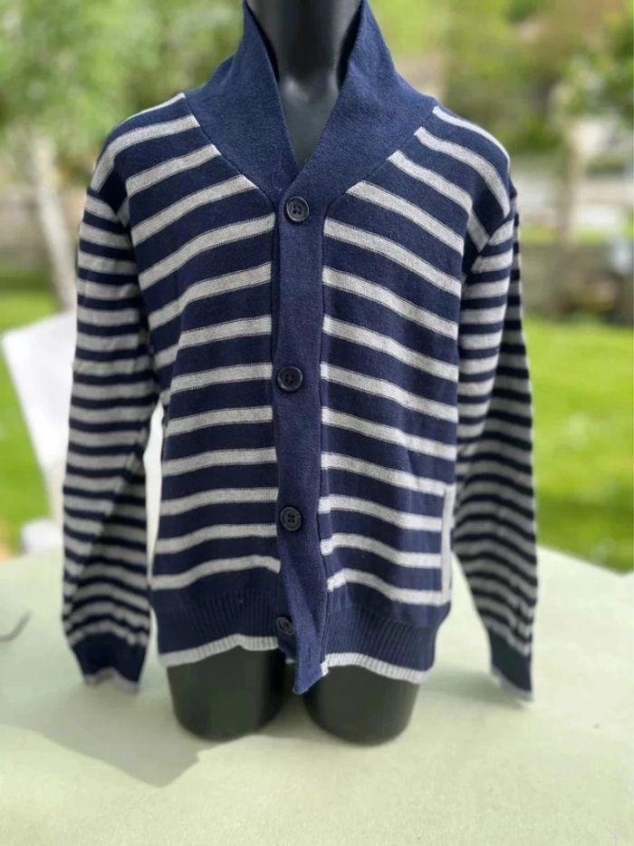 Gilet Eldys taille 8 style marin bleu gris