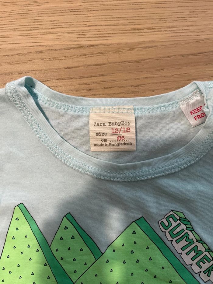 T-shirt manches courtes bleu Zara 12/18 mois - photo numéro 2