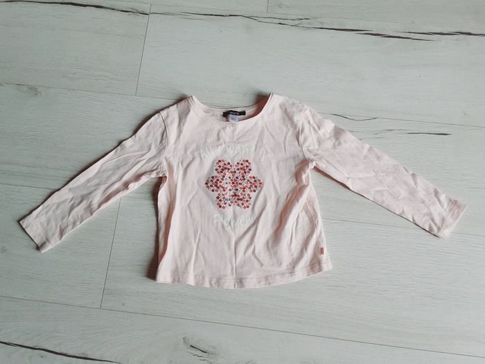 Vêtement fille tee-shirt manches longues rose fleur brillante Okaïdi 3 ans