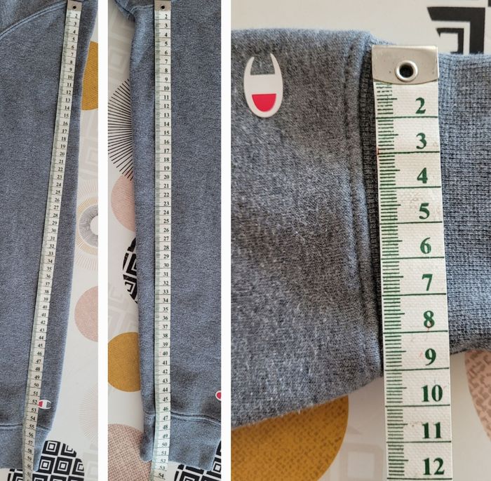 Champion Sweat ML TS- Gris Chiné-Gros logo Noir Devant-Coupe Droite en TBE - photo numéro 8