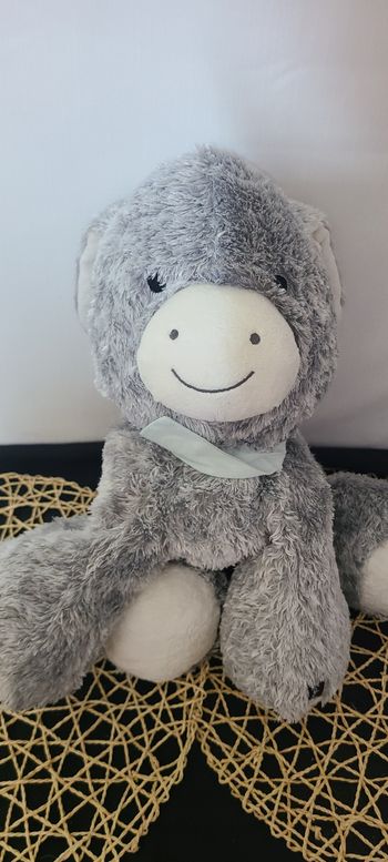 Doudou ane gris blanc foulard bleu Régliss KALOO