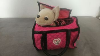 Peluche chihuahua + sac de transport