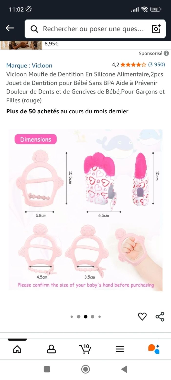 Gants et anneau de dentition pour bébé Vicloon - photo numéro 8