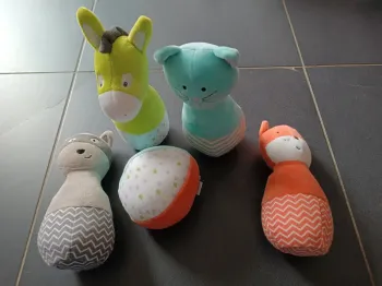 Jeu de quilles peluches tissus Verbaudet
