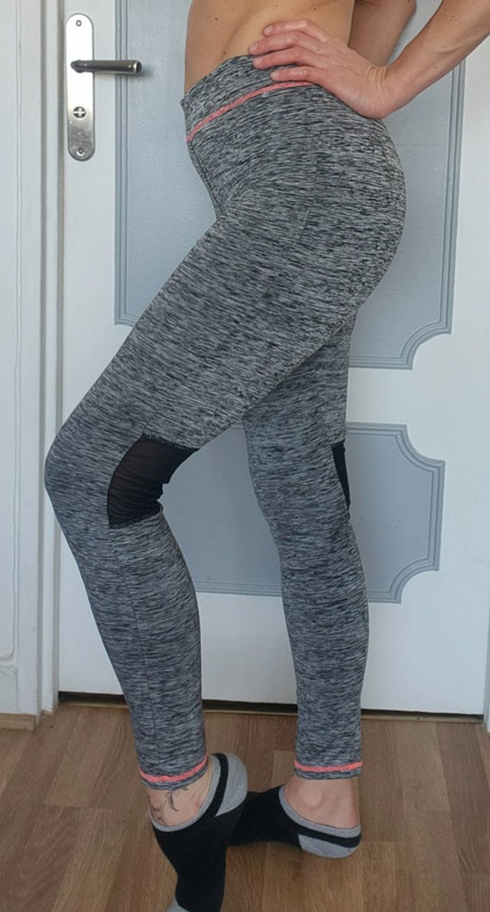 Legging de sport Gris chiné avec mesh