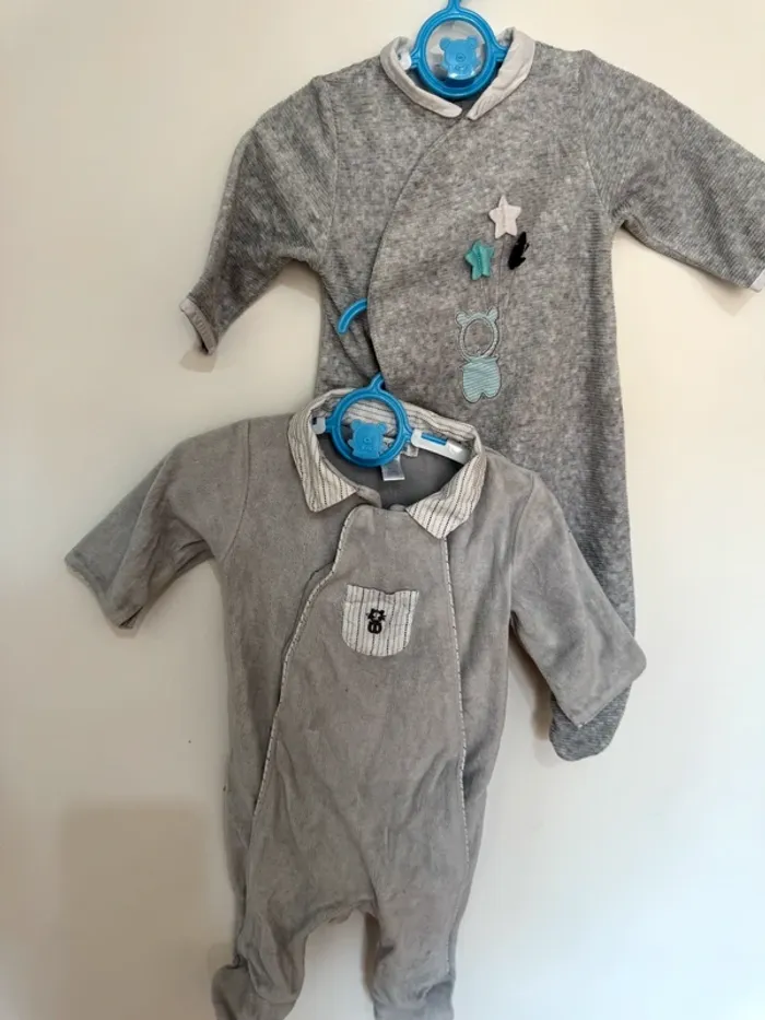Lot de 2 pyjamas gris 3 mois