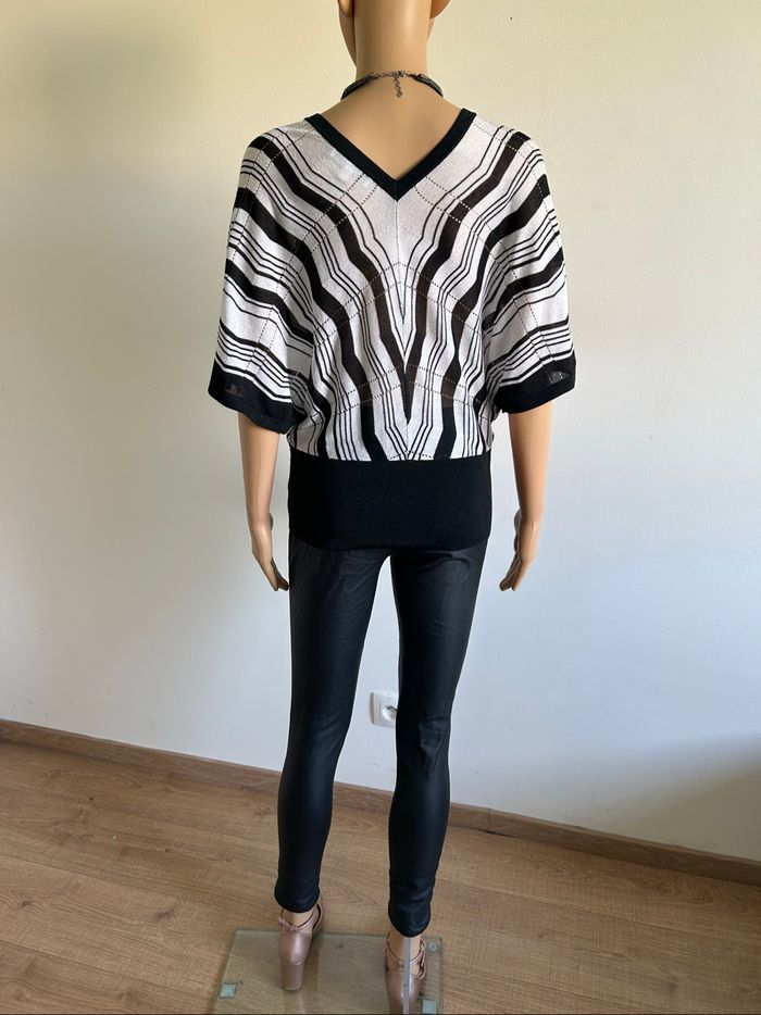 Pull noir et blanc à manches courtes Morgan taille M excellent état - photo numéro 6