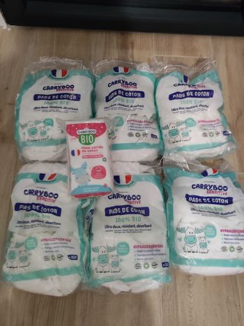 Lot de 6 paquets de cotons pour le change carryboo