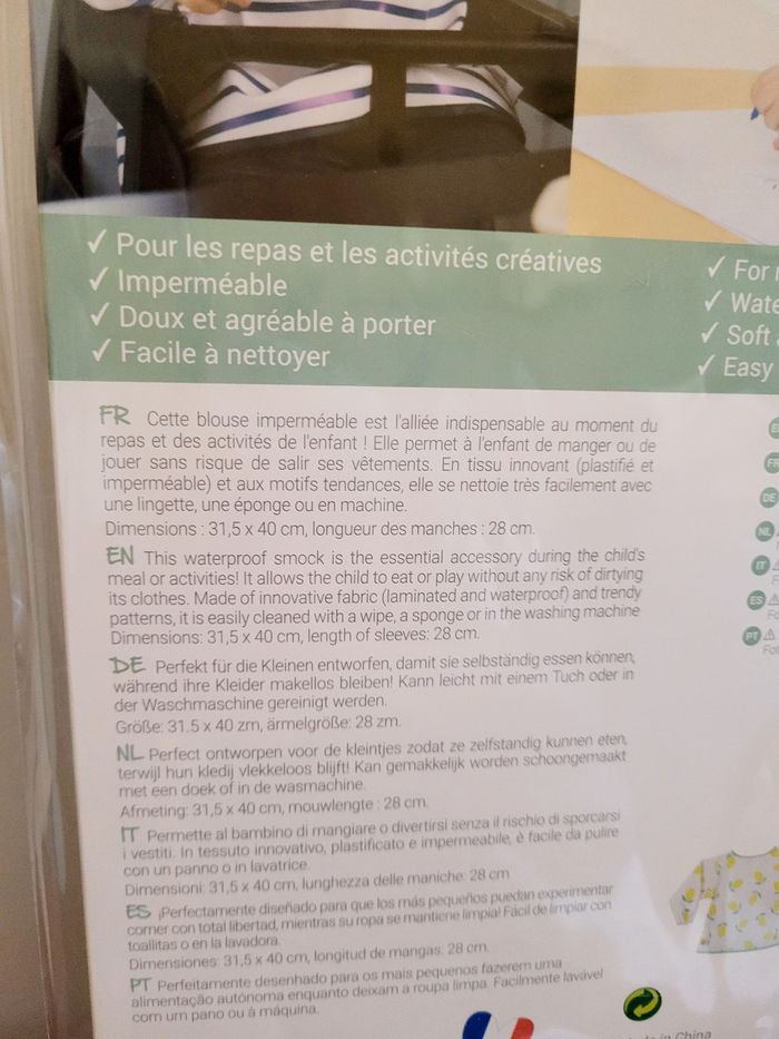 Tablier bavoir / blouse imperméable Baby to love - photo numéro 3