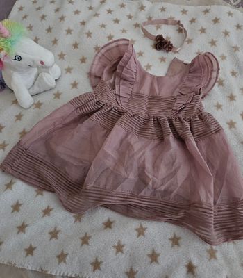 Robe de cérémonie + bandeau  fille 9-12 mois