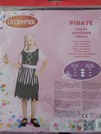 Déguisement pirate fille 4/6 ans neuf