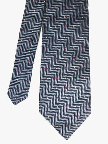 Cravate en Soie Georges Rech - Motif Chevron Pois Rouge & Or - Vintage Luxe