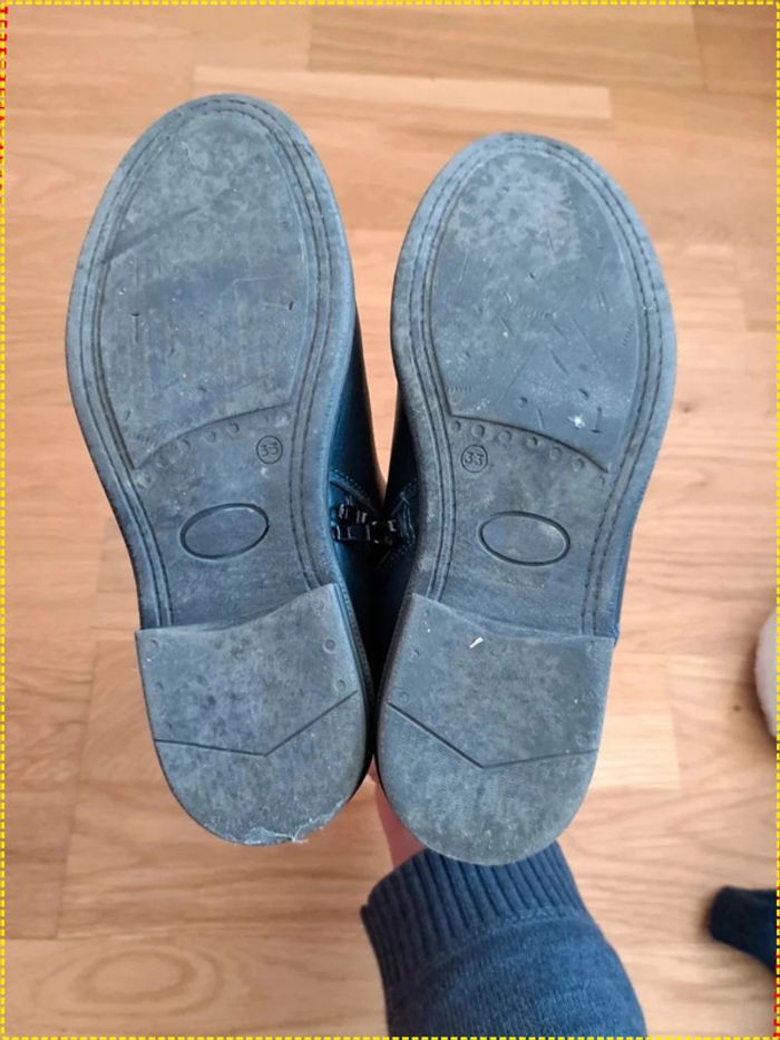 Bottines dessus cuir 33 bleues nuit avec paillettes taille 33 - photo numéro 5
