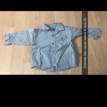 Chemise bleu rayée marron