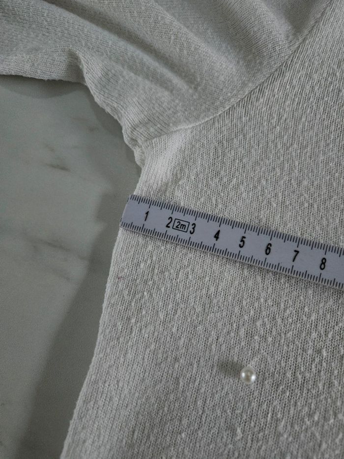 Zara pull blanc à perles taille L - photo numéro 7