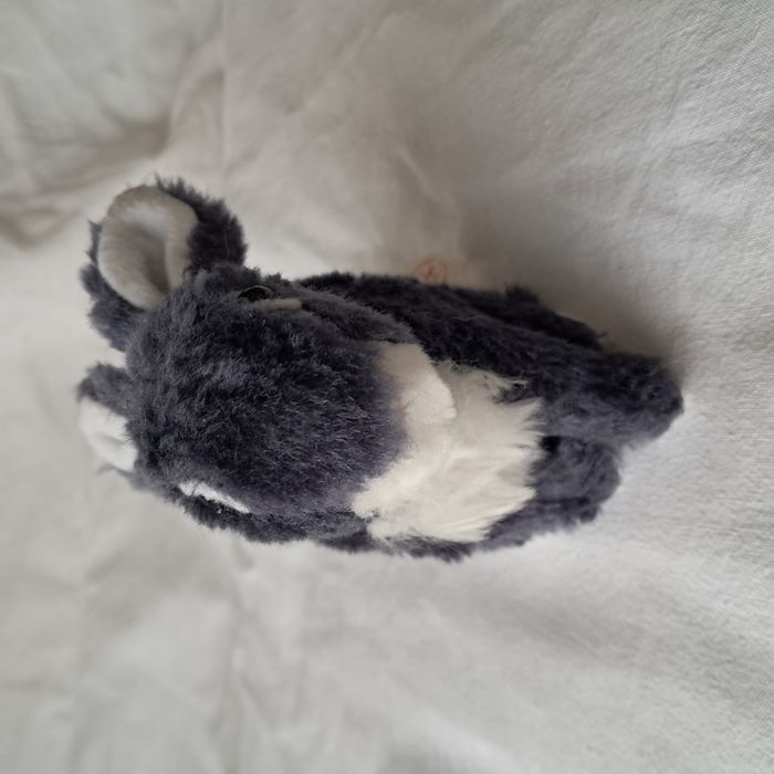 Doudou peluche lapin bleu gris Francoise Saget Hauteur 11 cm vintage 90's - photo numéro 2