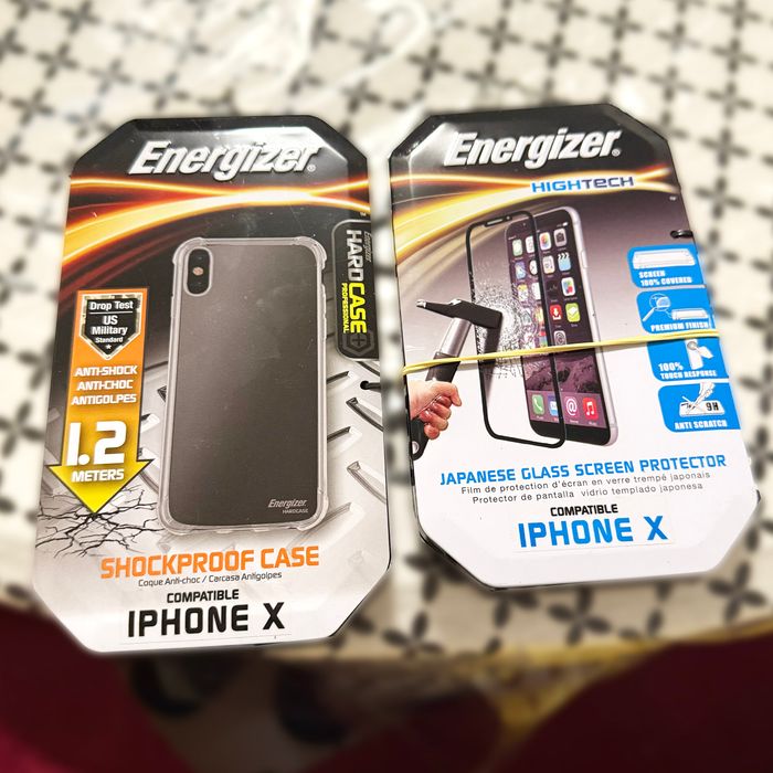 Coque energizer iPhone X protection transparente + verre trempé