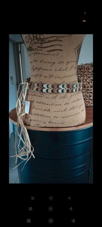 Ceinture à lanières beige et camel ajustable