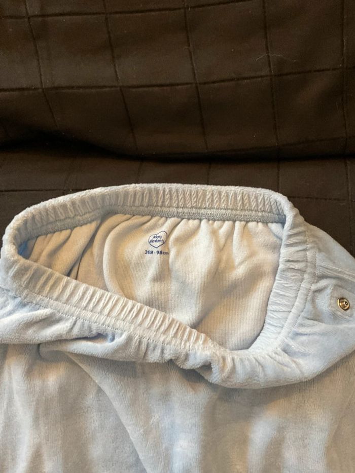 Pantalon de pyjama avec pied en velours, bleu 3 ans - photo numéro 2