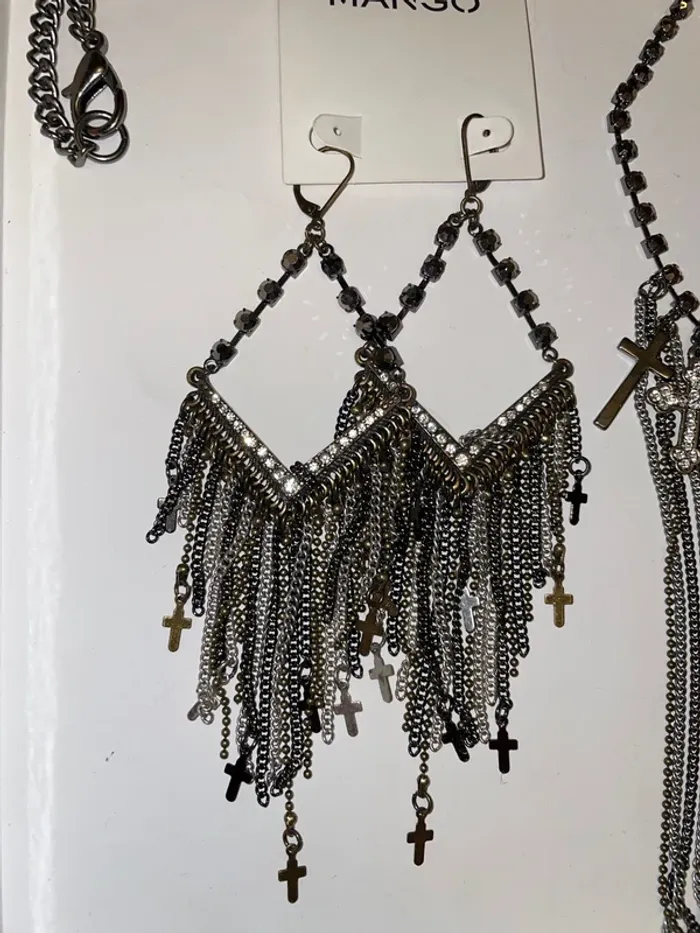 Parure collier et BO Mango croix - photo numéro 2