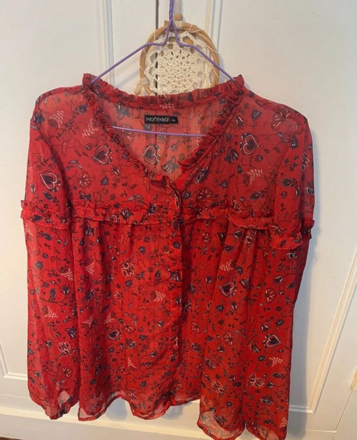Chemise blouse voile rouge neuf