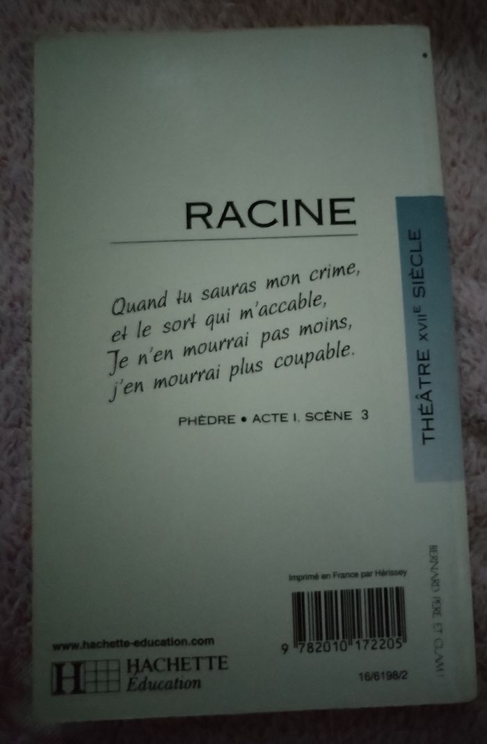Livre "Phedre" de Jean Racine/Classiques Hachette/Texte integral 192 pages - photo numéro 7