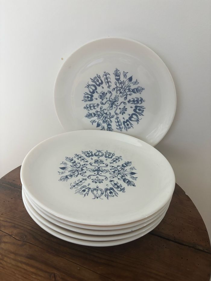 Vintage lot de 6 assiettes à dessert Malabar Sovirel
