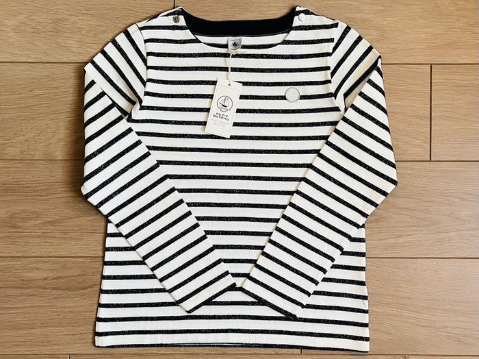 Marinière en jersey smoking argent collection Noël Petit bateau T-12 ans - photo numéro 2