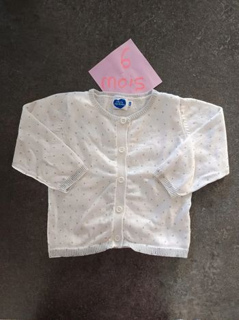 Gilet blanc pois argentés 6 mois