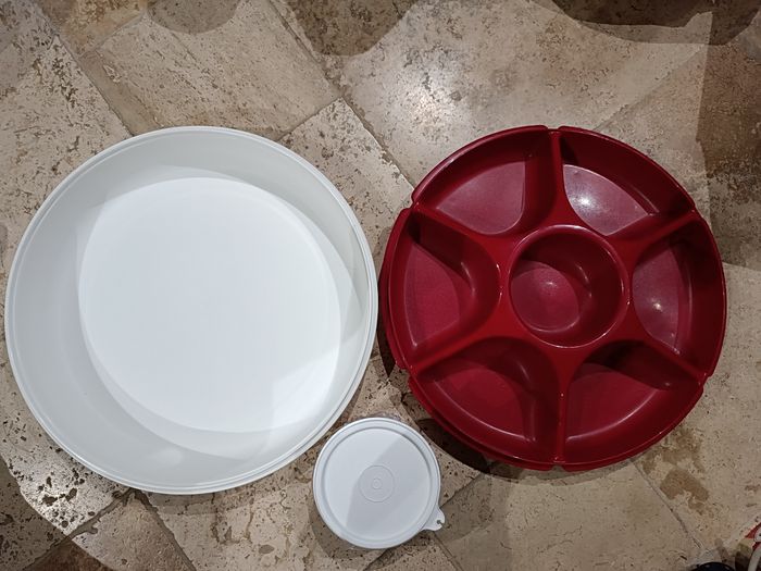 NEUF - Tupperware, plateau de service 7 compartiments, 34 cm de diamètre - photo numéro 3