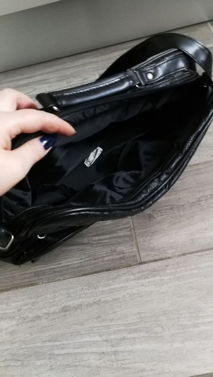 Sac à main noir coutures type patchwork - photo numéro 7