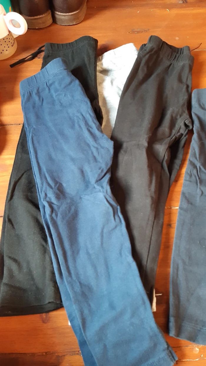 Lot 8 leggings long mi long cycliste 3 ans neuf bon état noir gris violet Tao okaidi - photo numéro 3