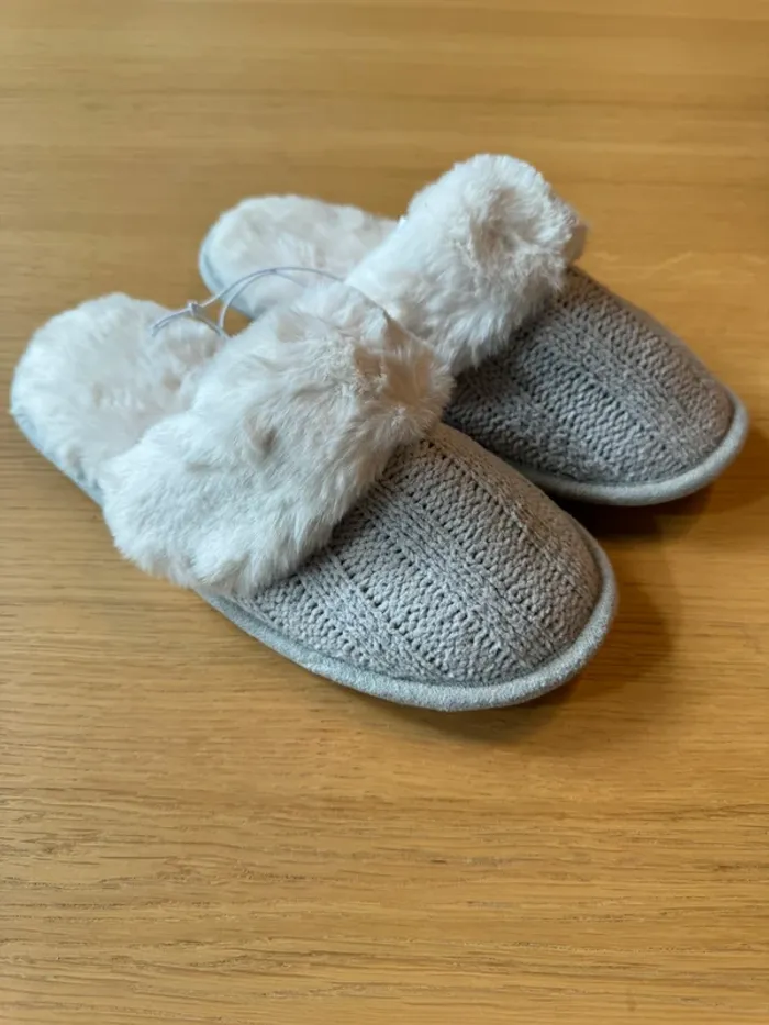Chaussons mule fourrée knit slippers new look Nolita gris taille 38-39