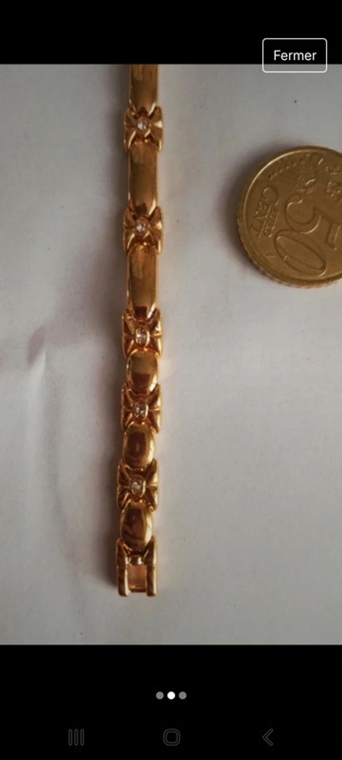 Sublime bracelet vintage authentique doré et strass - photo numéro 2