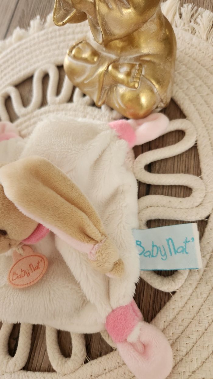 Doudou Lange Lapin Baby Nat Blanc Rose - photo numéro 5