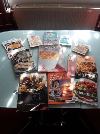 Lot livres et fiches de recettes de cuisine