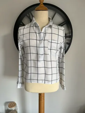 Chemise fille blanc et gris