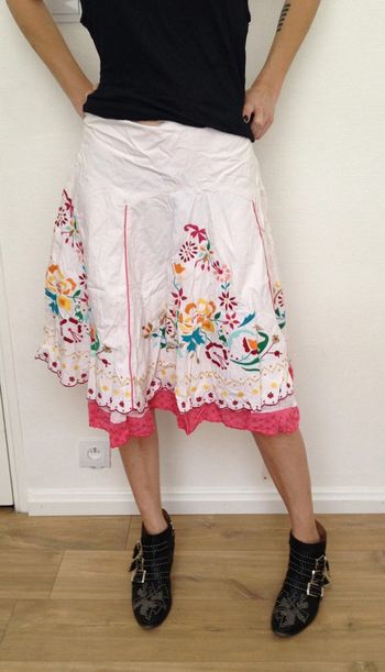 Jupe jupon brodé coton