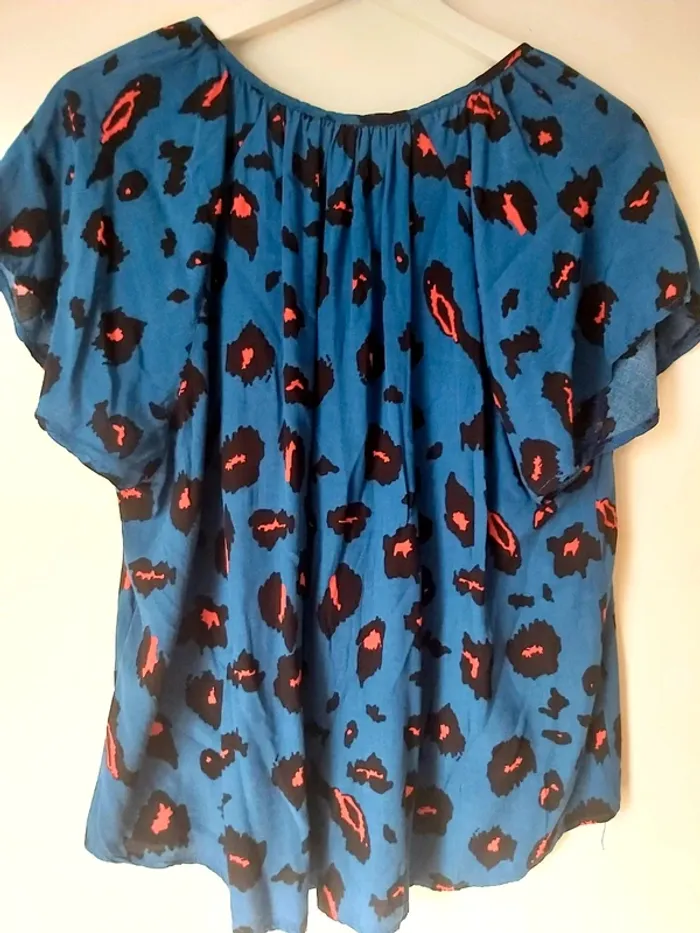 Blouse ample bleu léopard - photo numéro 3
