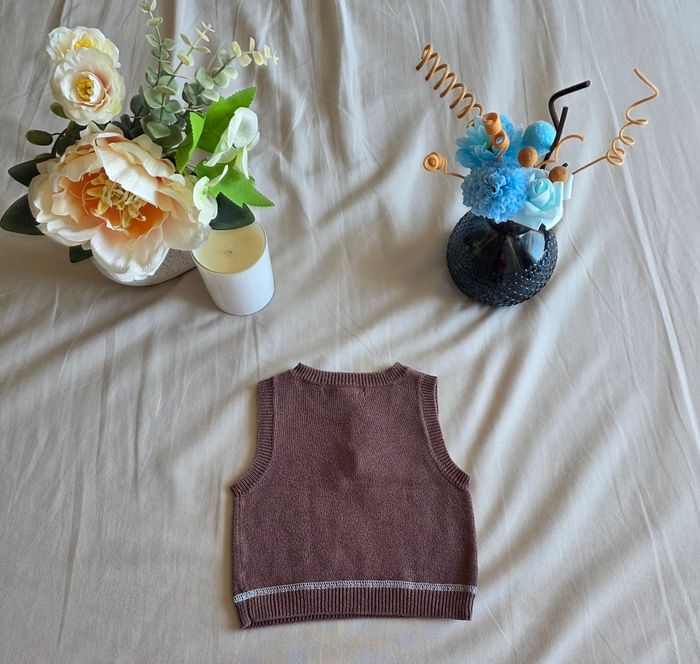 Mes Petits Doudous Débardeur Tricot Marron Très Bon État 0M 50cm - photo numéro 2